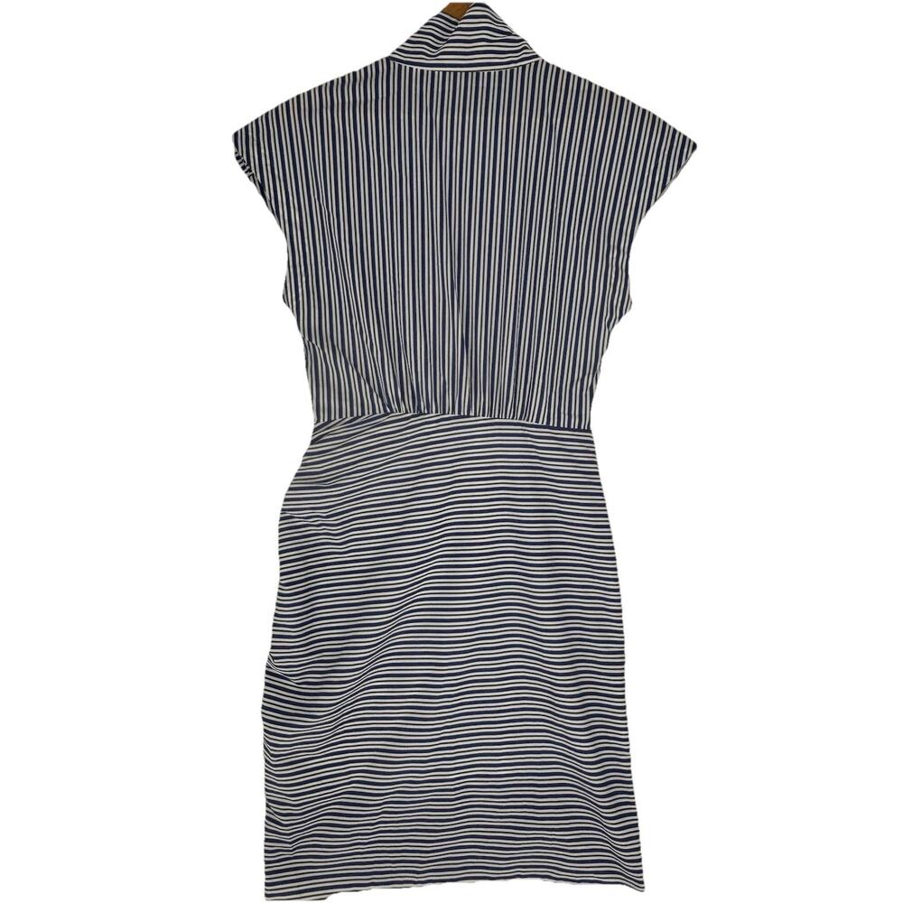 VERONICA BEARD Arabel gathered striped cotton-blend poplin dress Size 6 - Picture 5 of 12